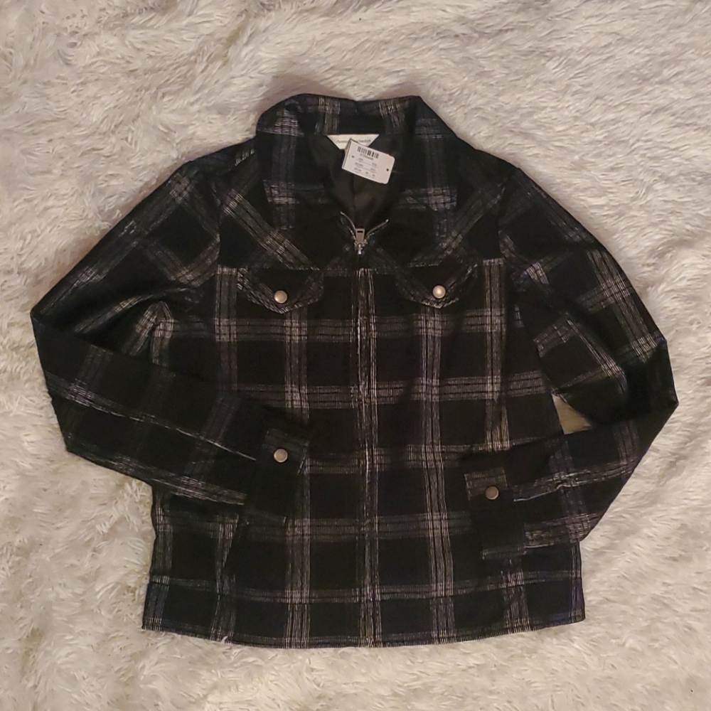 long sleeve plaid zip up jacket